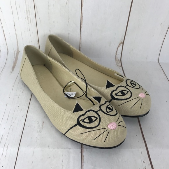 torrid Shoes - Torrid Tan Canvas Cat Flats Size 11 NWT